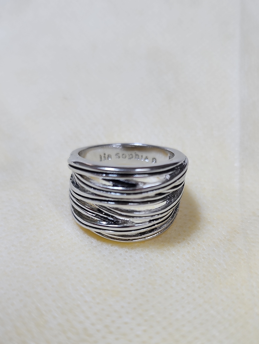 Lia Sophia‎ "Wound Up" Layered Wrap-Style Silver Band Size 8